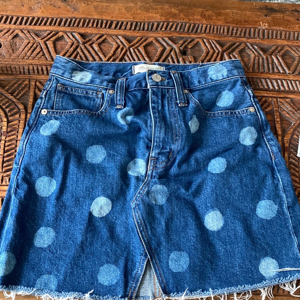 Madewell polkadot skirt denim